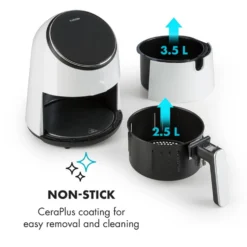 AirVital Heißluftfritteuse 1300W 2,5l CeraPlus-Antihaft Touch Weiß 5 AirVital Heißluftfritteuse 1300W 2,5l CeraPlus-Antihaft Touch Weiß -Klarstein Verkaufs 10032331 yy 0006 logo Klarstein AirVital Heissluftfritteuse 1300W weiss