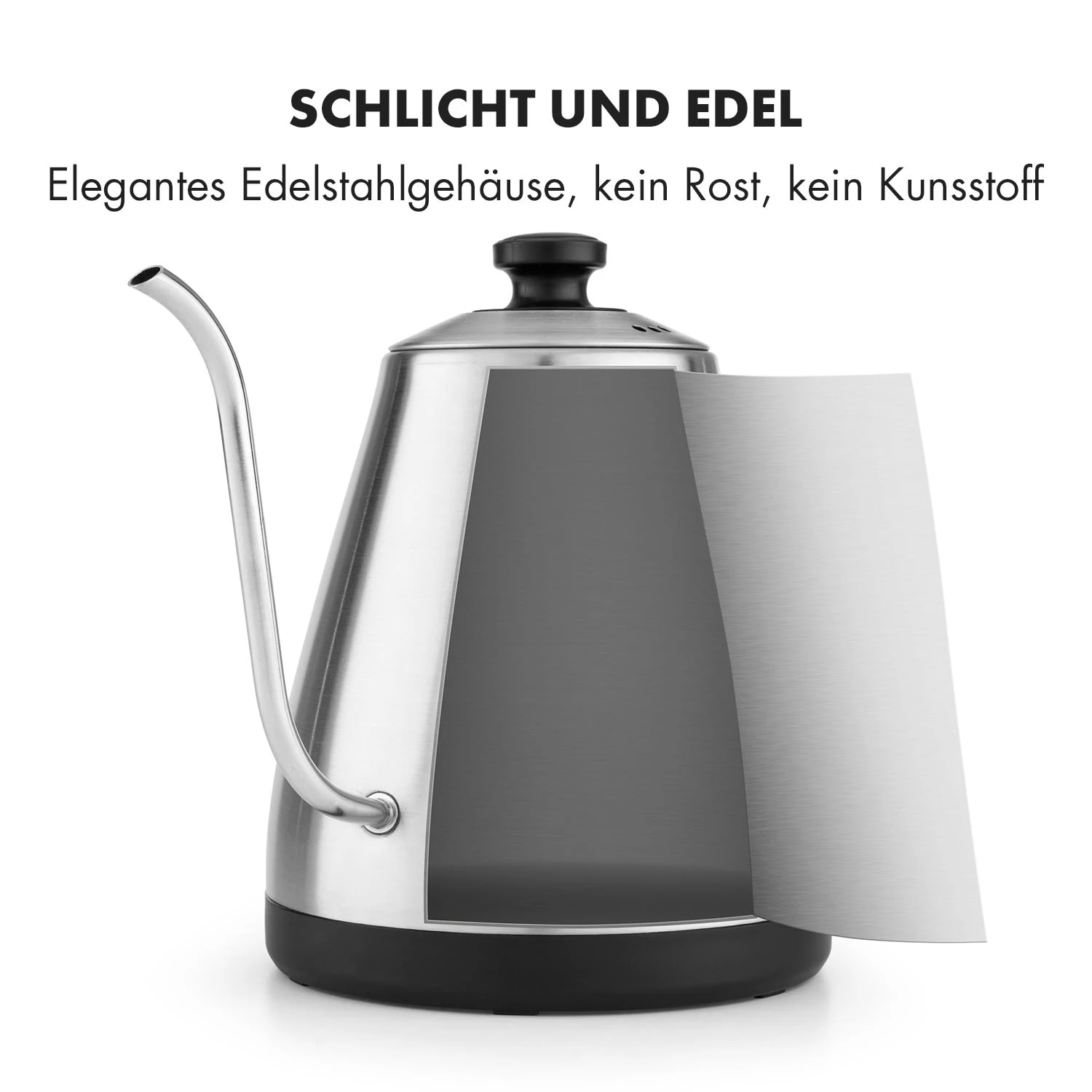 Garcon Wasserkocher 1L 2000W Warmhaltefunktion Schwanenhals Edelstahl Garcon Wasserkocher 1L 2000W Warmhaltefunktion Schwanenhals Edelstahl -Klarstein Verkaufs 10032533 de 0005 logo