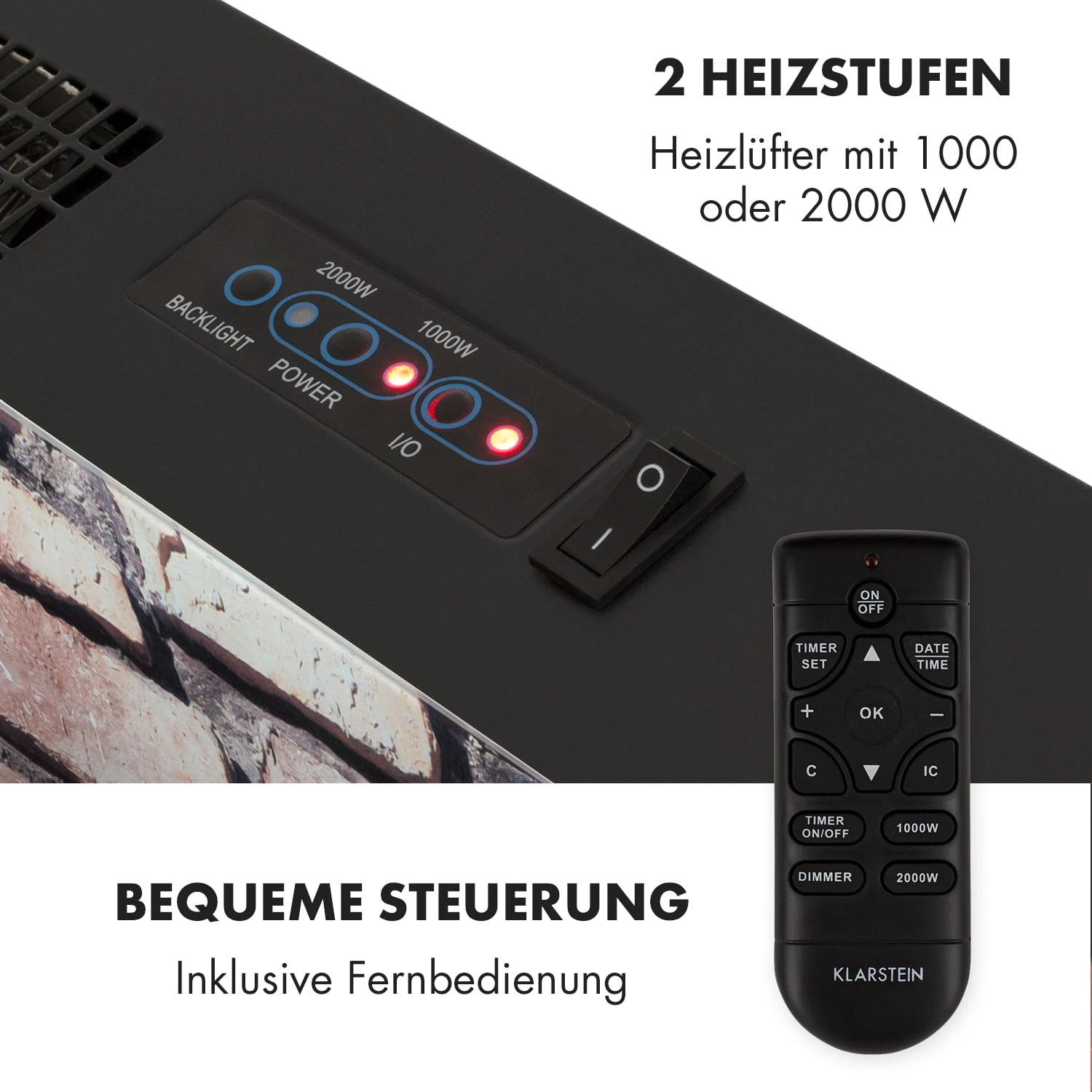 Colmar Elektrischer Kamin Glas 2000W 7 LED-Farben Fernbedienung Colmar Elektrischer Kamin Glas 2000W 7 LED-Farben Fernbedienung -Klarstein Verkaufs 10032536 de 0007 logo