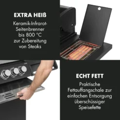Highgrade 4 IB Gasgrill 6 Brenner 19,8 KW 71x46cm Grill Edelstahl -Klarstein Verkaufs 10032580 de 0009 logo