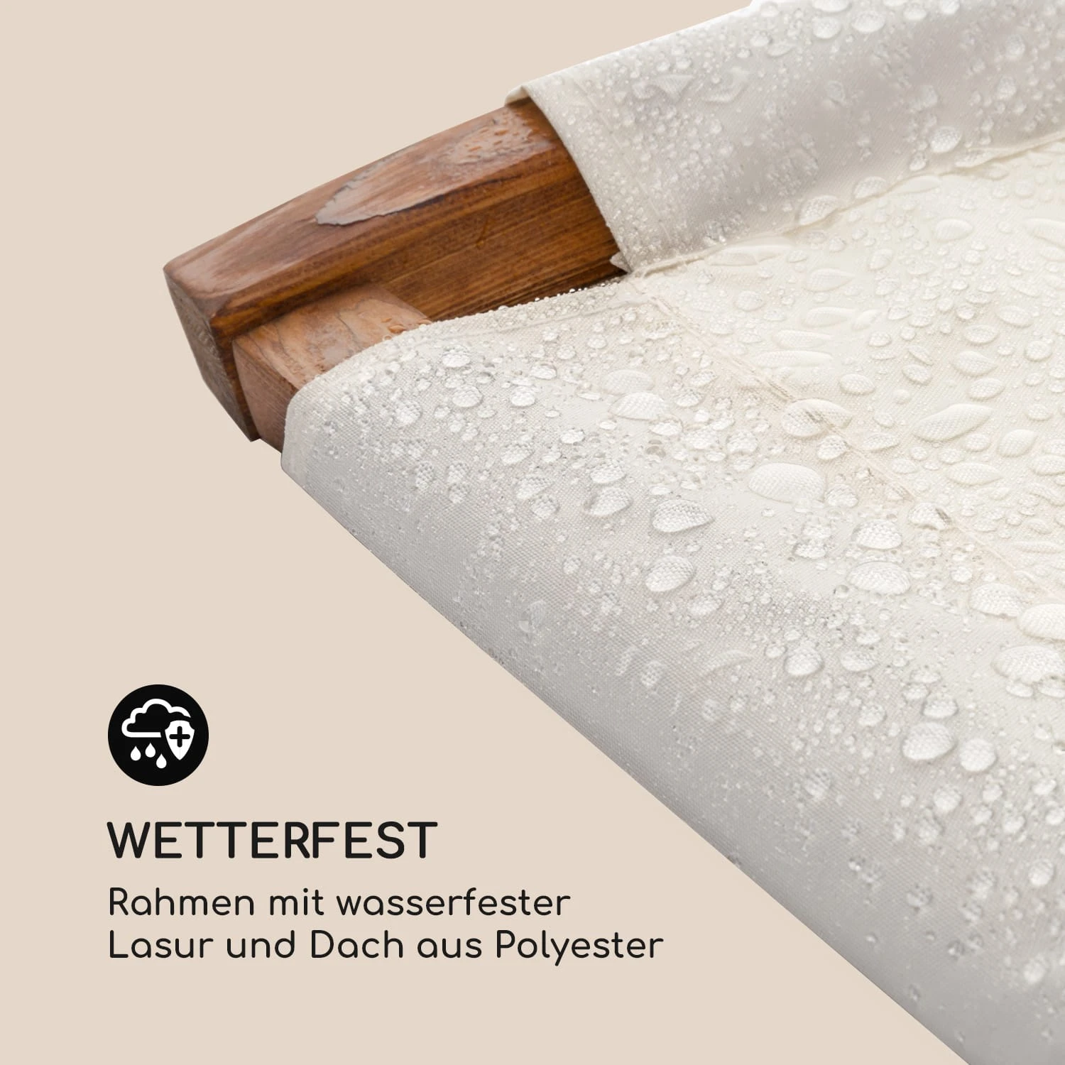Mauritius Schwingliege mit Dach ComfortMesh 180kg max.wetterfest creme Mauritius Schwingliege Mit Dach ComfortMesh 180kg Max.wetterfest Creme -Klarstein Verkaufs 10032587 de 0007 logo