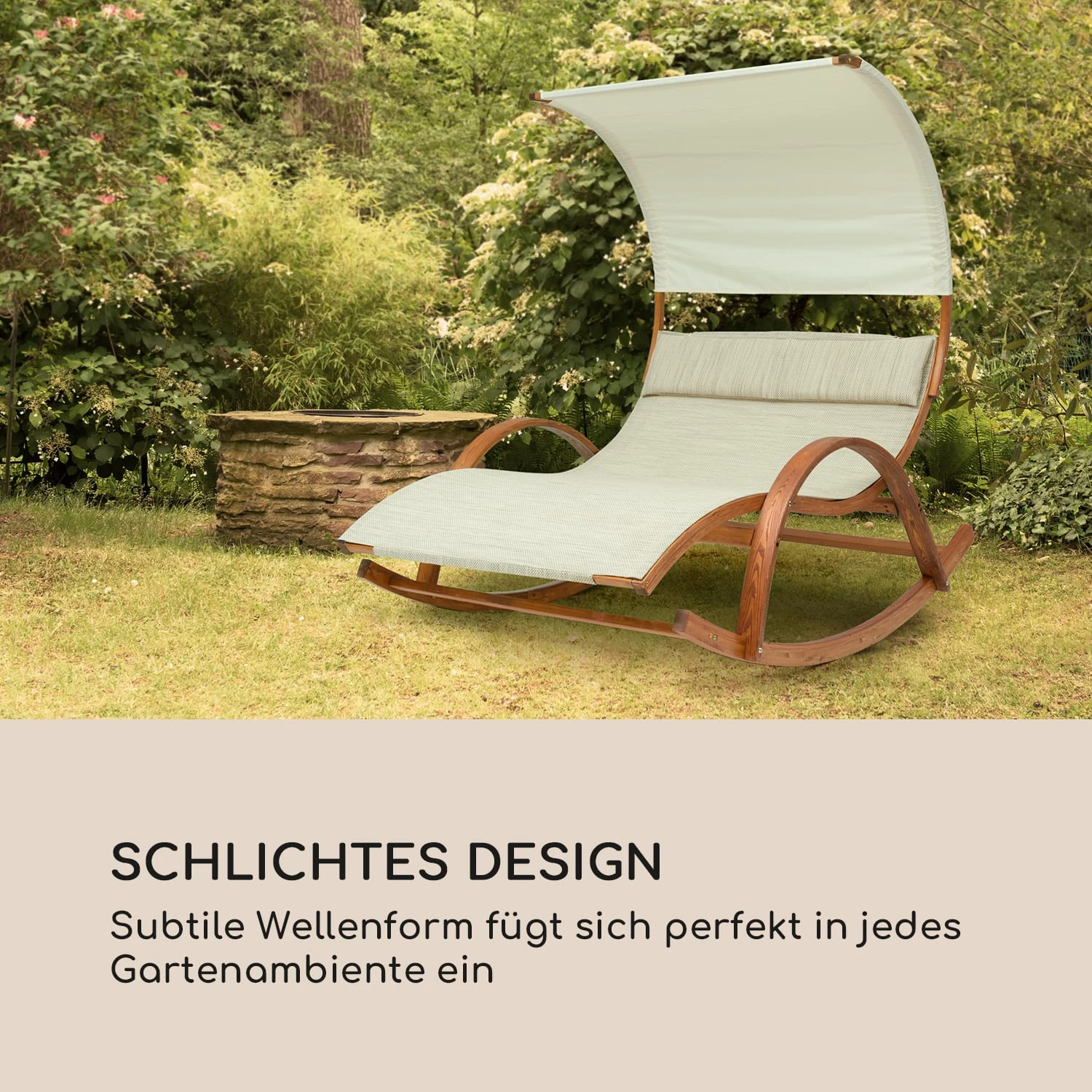 Mauritius Schwingliege mit Dach ComfortMesh 180kg max.wetterfest creme Mauritius Schwingliege Mit Dach ComfortMesh 180kg Max.wetterfest Creme -Klarstein Verkaufs 10032587 de 0008 logo