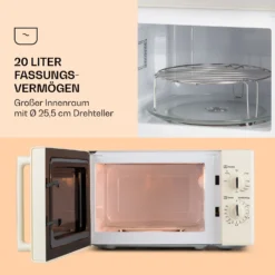 Caroline Mikrowellen-Grill 20 Ltr 700 W / 1000 W Ø 25,5cm Retro 2 Caroline Mikrowellen-Grill 20 Ltr 700 W / 1000 W Ø 25,5cm Retro -Klarstein Verkaufs 10032641 de 0003 logo