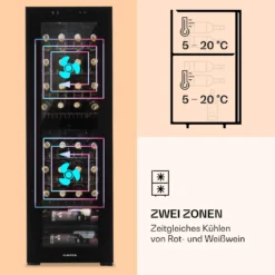 Shiraz 39 Duo Weinkühlschrank 2 Zonen 105l 39 Flaschen -Klarstein Verkaufs 10032661 de 0004 logo