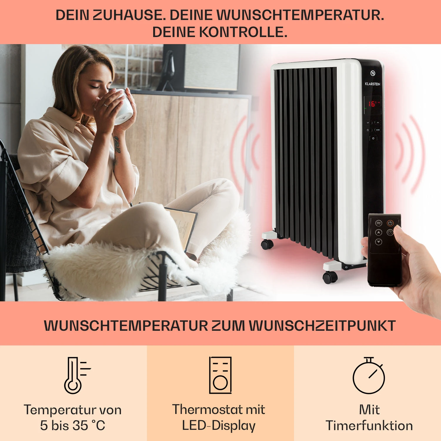 Thermaxx 2500 Ölradiator 2500W 5-35° C 24h-Timer weiß/schwarz Thermaxx 2500 Ölradiator 2500W 5-35° C 24h-Timer Weiß/schwarz -Klarstein Verkaufs 10032775 de 0003 usp