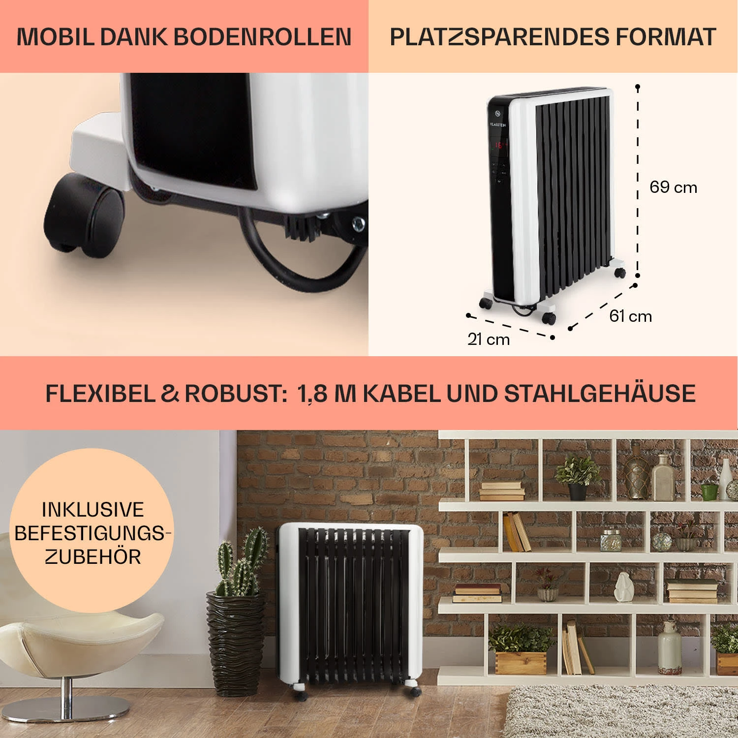 Thermaxx 2500 Ölradiator 2500W 5-35° C 24h-Timer weiß/schwarz Thermaxx 2500 Ölradiator 2500W 5-35° C 24h-Timer Weiß/schwarz -Klarstein Verkaufs 10032775 de 0006 usp
