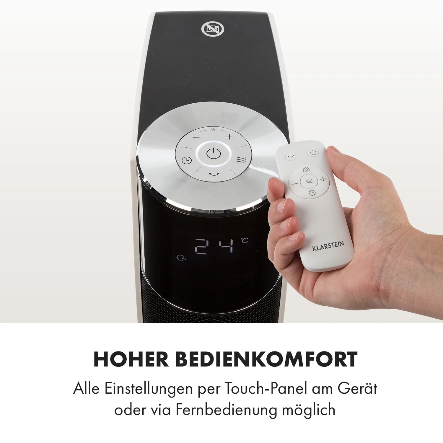 Hightower Heat Deluxe Heizlüfter Ventilator 2200W Thermostat 35°C Hightower Heat Deluxe Heizlüfter Ventilator 2200W Thermostat 35°C -Klarstein Verkaufs 10032777 de 0003 logo