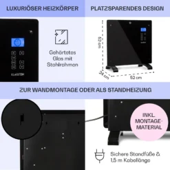Norderney Konvektions-Heizgerät Thermostat Timer 1000W 20m² 5 Norderney Konvektions-Heizgerät Thermostat Timer 1000W 20m² -Klarstein Verkaufs 10032787 de 0006 usp