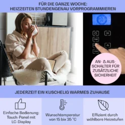 Norderney Konvektions-Heizgerät Thermostat Timer 2000W 30m² Schwarz -Klarstein Verkaufs 10032789 de 0003 usp