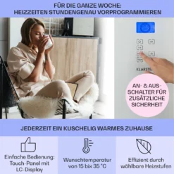 Norderney Konvektions-Heizgerät Thermostat Timer 2000W 30m² Weiß -Klarstein Verkaufs 10032790 de 0003 usp