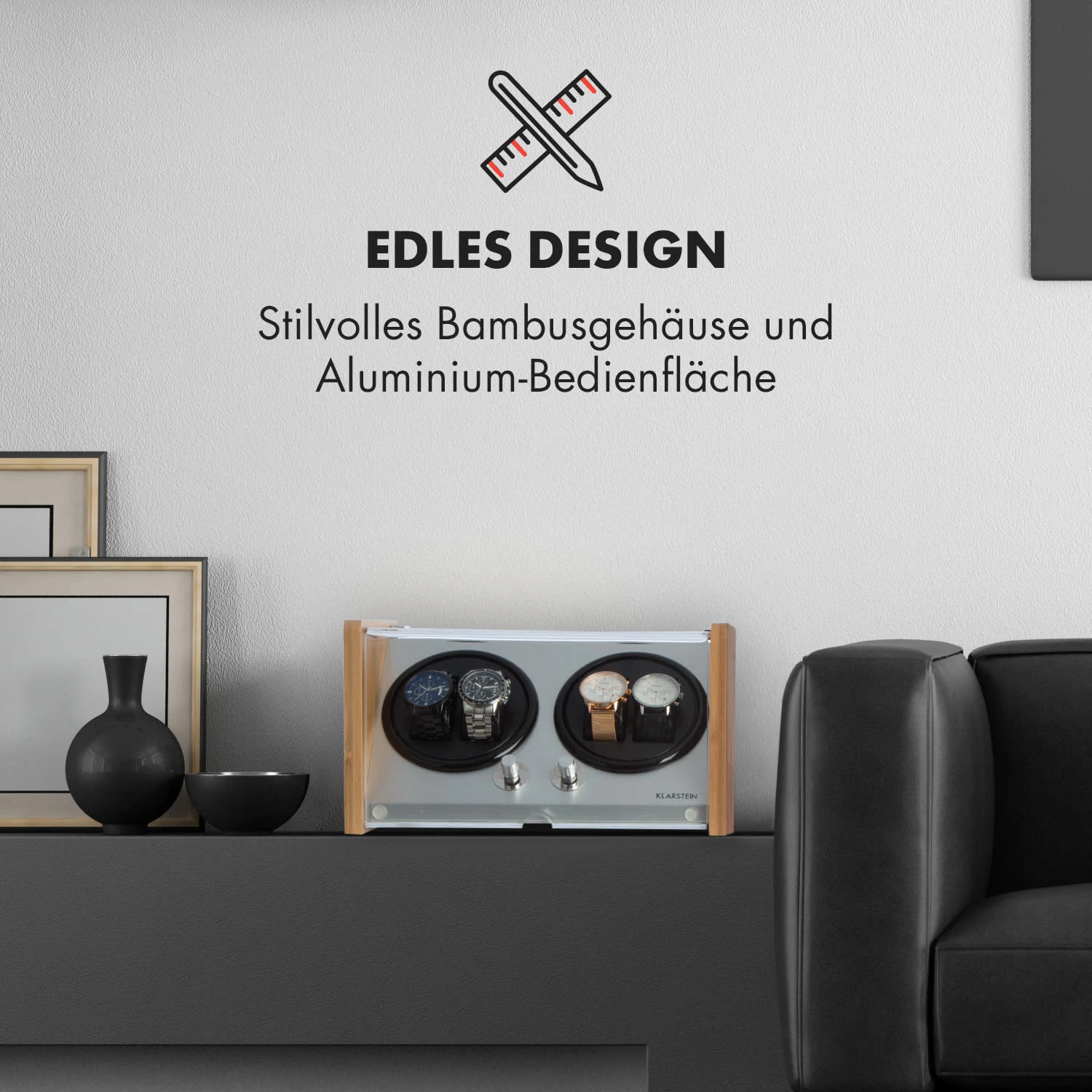 Hanoi 4 Uhrenbeweger, 4 Uhren, 3 Geschwindigkeiten, 4 Modi, bambus Hanoi 4 Uhrenbeweger, 4 Uhren, 3 Geschwindigkeiten, 4 Modi, Bambus -Klarstein Verkaufs 10032798 de 0005 logo