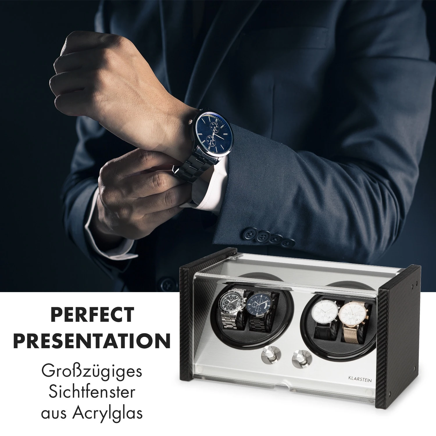 Tokyo 4 Uhrenbeweger, 4 Uhren, 3 Geschwindigkeiten, 4 Modi, schwarz Tokyo 4 Uhrenbeweger, 4 Uhren, 3 Geschwindigkeiten, 4 Modi, Schwarz -Klarstein Verkaufs 10032800 de 0002 logo