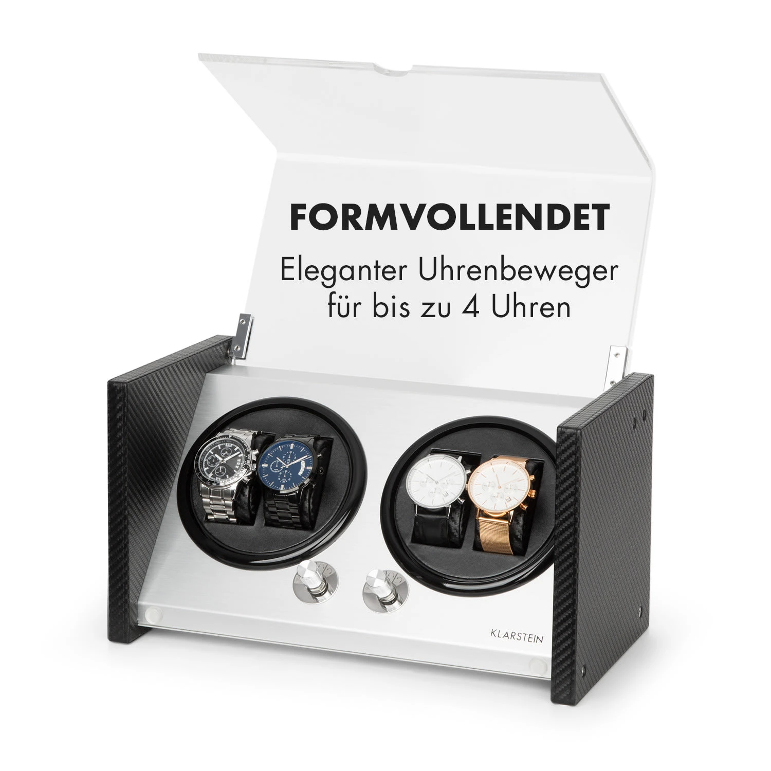 Tokyo 4 Uhrenbeweger, 4 Uhren, 3 Geschwindigkeiten, 4 Modi, schwarz Tokyo 4 Uhrenbeweger, 4 Uhren, 3 Geschwindigkeiten, 4 Modi, Schwarz -Klarstein Verkaufs 10032800 de 0003 logo