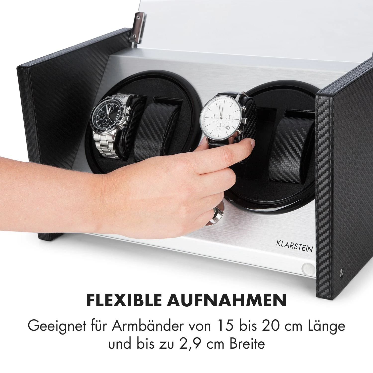 Tokyo 4 Uhrenbeweger, 4 Uhren, 3 Geschwindigkeiten, 4 Modi, schwarz Tokyo 4 Uhrenbeweger, 4 Uhren, 3 Geschwindigkeiten, 4 Modi, Schwarz -Klarstein Verkaufs 10032800 de 0007 logo