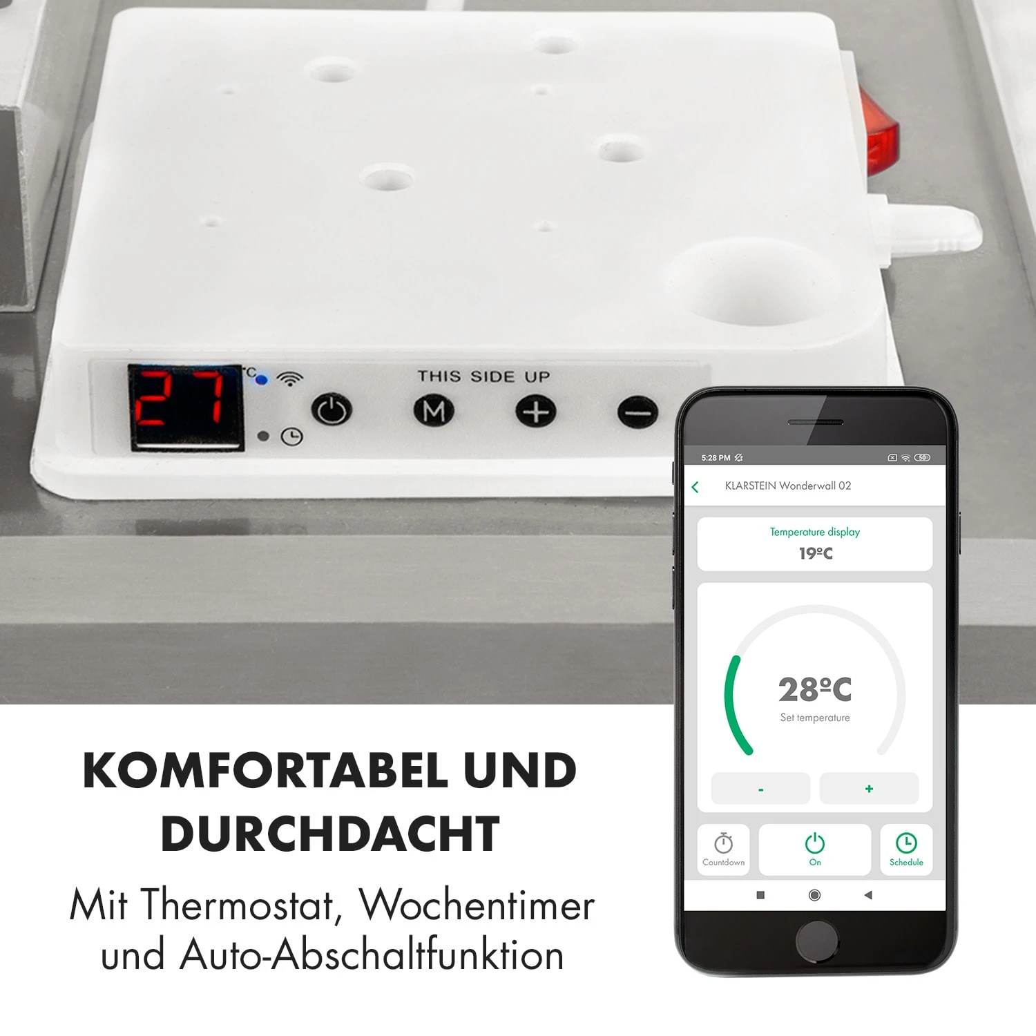 Wonderwall Smart Infrarotheizung 100x120cm App 1200W Wochentimer IP24 Wonderwall Smart Infrarotheizung 100x120cm App 1200W Wochentimer IP24 -Klarstein Verkaufs 10032804 de 0008 logo
