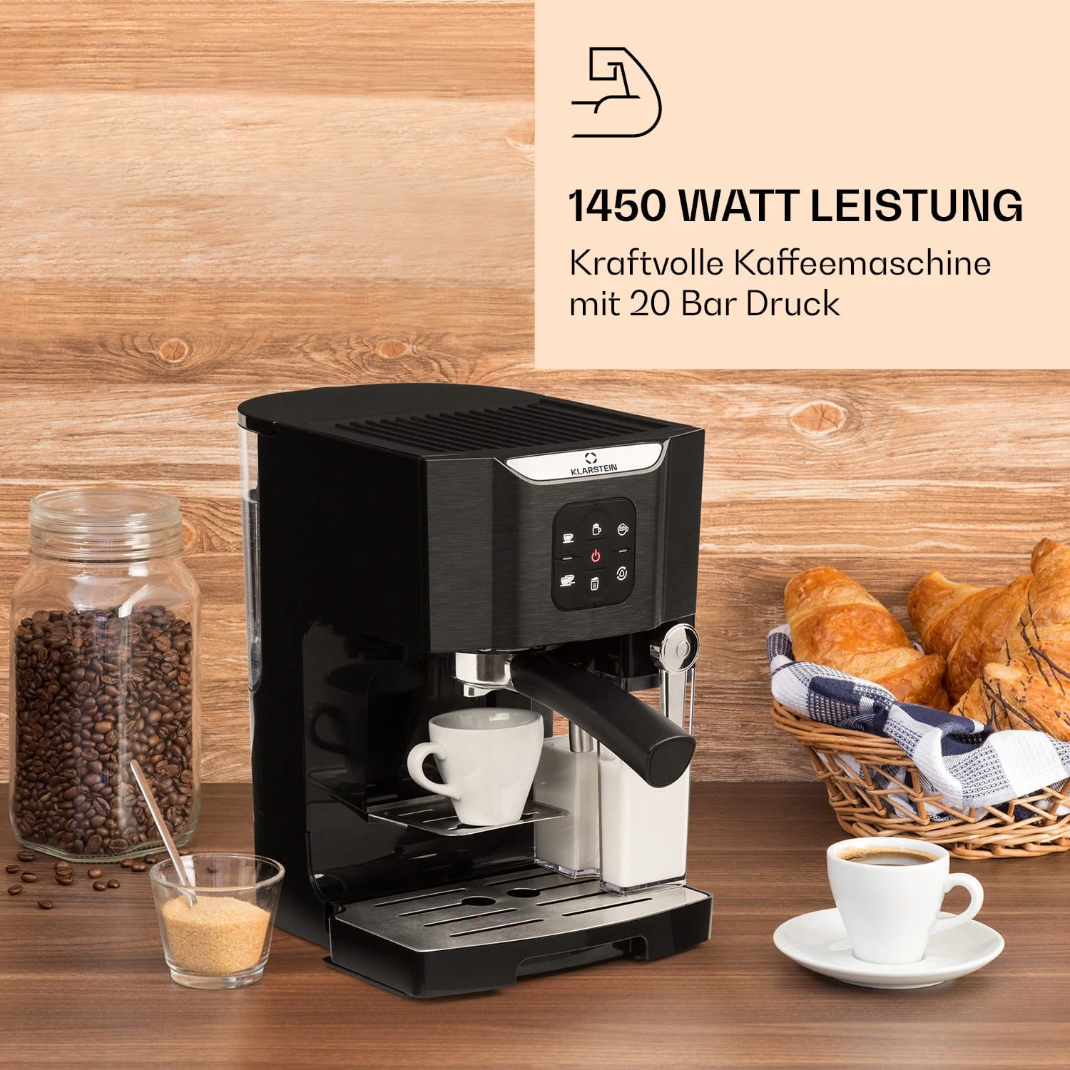 BellaVita Kaffeemaschine 3-in-1 1450 W 20 Bar Milchschäumer BellaVita Kaffeemaschine 3-in-1 1450 W 20 Bar Milchschäumer -Klarstein Verkaufs 10032807 de 0002 logo