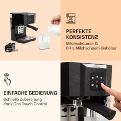 BellaVita Kaffeemaschine 3-in-1 1450 W 20 Bar Milchschäumer 2 BellaVita Kaffeemaschine 3-in-1 1450 W 20 Bar Milchschäumer -Klarstein Verkaufs 10032807 de 0003 logo