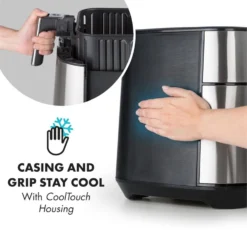 AeroVital Heißluftfritteuse 1700W 5,4 Liter Timer Edelstahl Silber -Klarstein Verkaufs 10032848 yy 0006 logo Klarstein AeroVital Heissluftfritteuse silber reedit