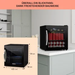 Beersafe L Onyx Kühlschrank 47 Liter 2 Böden Panoramaglastür. -Klarstein Verkaufs 10032870 de 0006 usp
