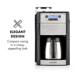 Aromatica II Thermo Kaffeemaschine, Mahlwerk, 1,25 L, Silber -Klarstein Verkaufs 10032875 yy 0003 logo Klarstein Aromatica II Thermo Kaffeemaschine silber