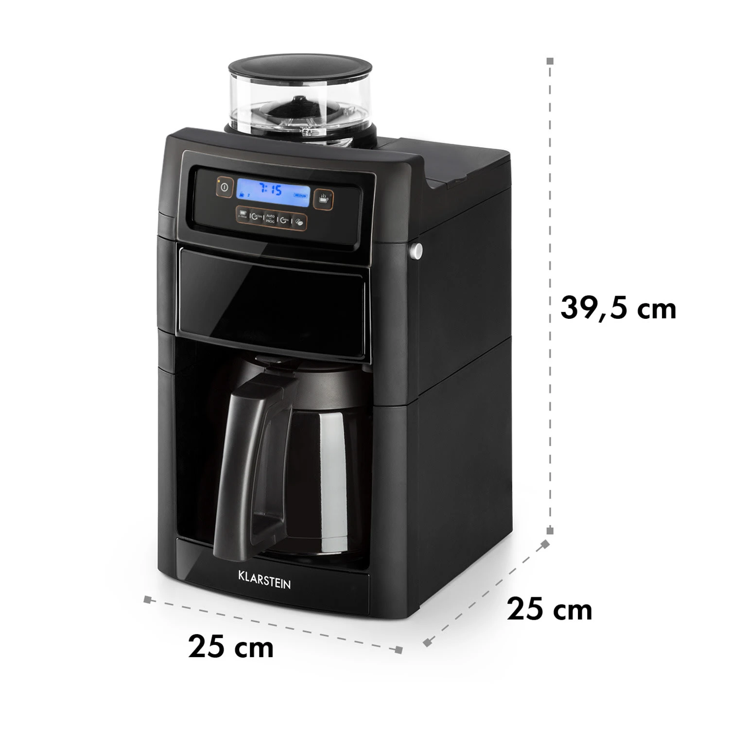 Aromatica II Thermo Kaffeemaschine, Mahlwerk, 1,25 L, Schwarz -Klarstein Verkaufs 10032876 yy 0011 logo Klarstein Aromatica II Thermo Kaffeemaschine schwarz reedit