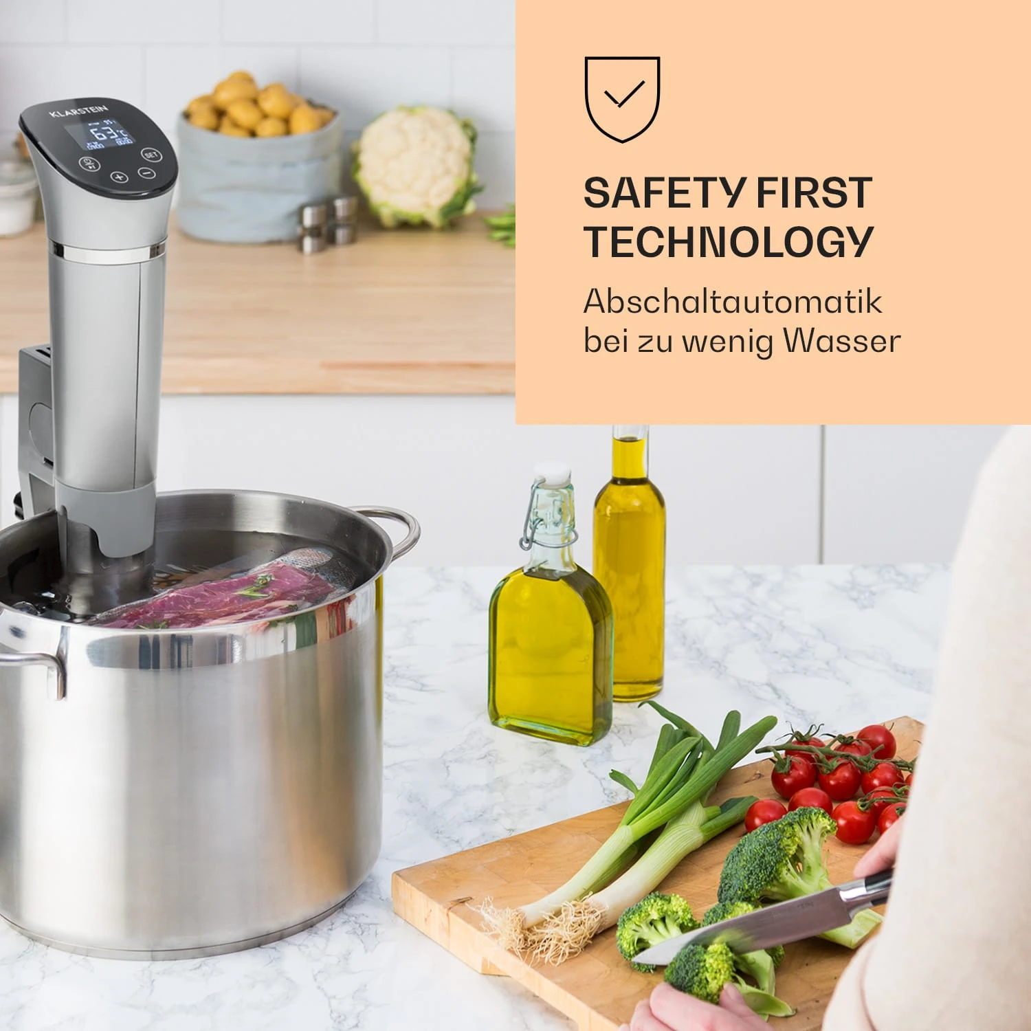 Quickstick Flex 1300W 3D Circulating 0-95 °C IPX7 Timer silber Quickstick Flex 1300W 3D Circulating 0-95 °C IPX7 Timer Silber -Klarstein Verkaufs 10032906 de 0002 logo