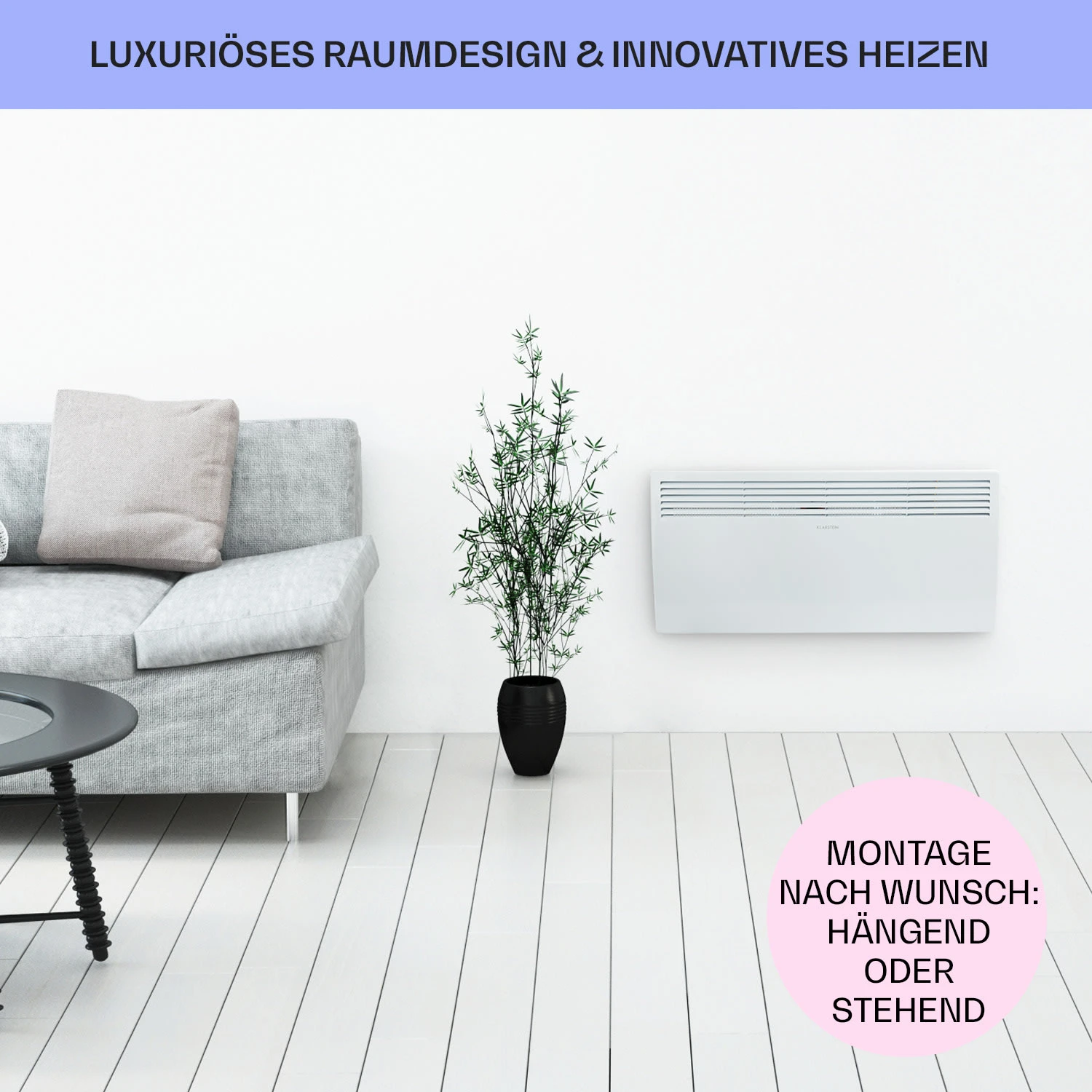 Hot Spot Slimcurve Heizgerät 80x40cm 40m² 2000W 5-40°C LED IP24 weiß Hot Spot Slimcurve Heizgerät 80x40cm 40m² 2000W 5-40°C LED IP24 Weiß -Klarstein Verkaufs 10033016 de 0007 usp