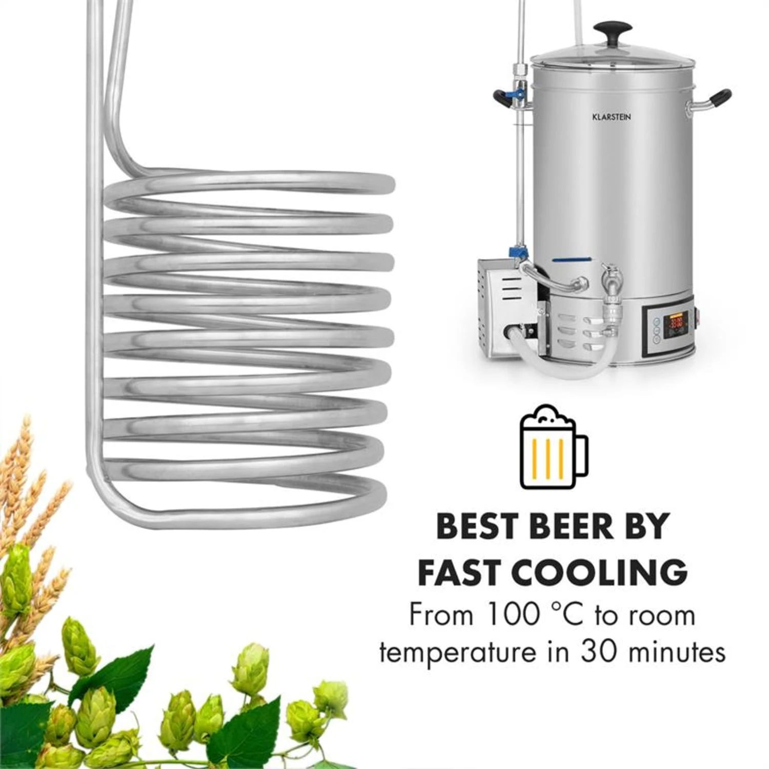 Chiller 6 Eintauchkühler Ø20 cm 9 Schleifen 304 Edelstahl Chiller 6 Eintauchkühler Ø20 Cm 9 Schleifen 304 Edelstahl -Klarstein Verkaufs 10033081 yy 0002 logo Klarstein Chiller 6 Eintauchkuehler 9 Schleifen