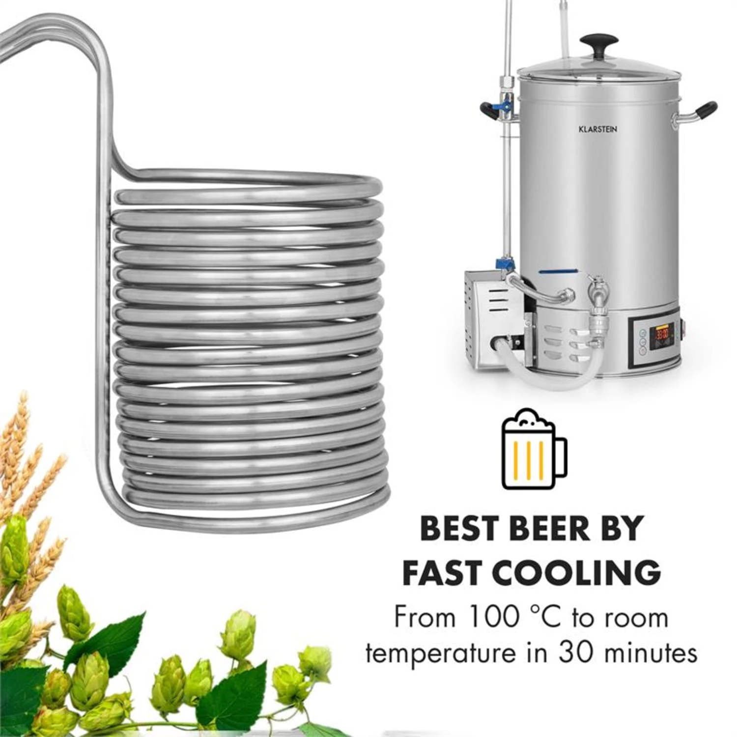 Chiller 12 Eintauchkühler Ø21,5 cm 18 Schleifen 304 Edelstahl Chiller 12 Eintauchkühler Ø21,5 Cm 18 Schleifen 304 Edelstahl -Klarstein Verkaufs 10033082 yy 0002 logo Klarstein Chiller 12 Eintauchkuehler 18 Schleifen