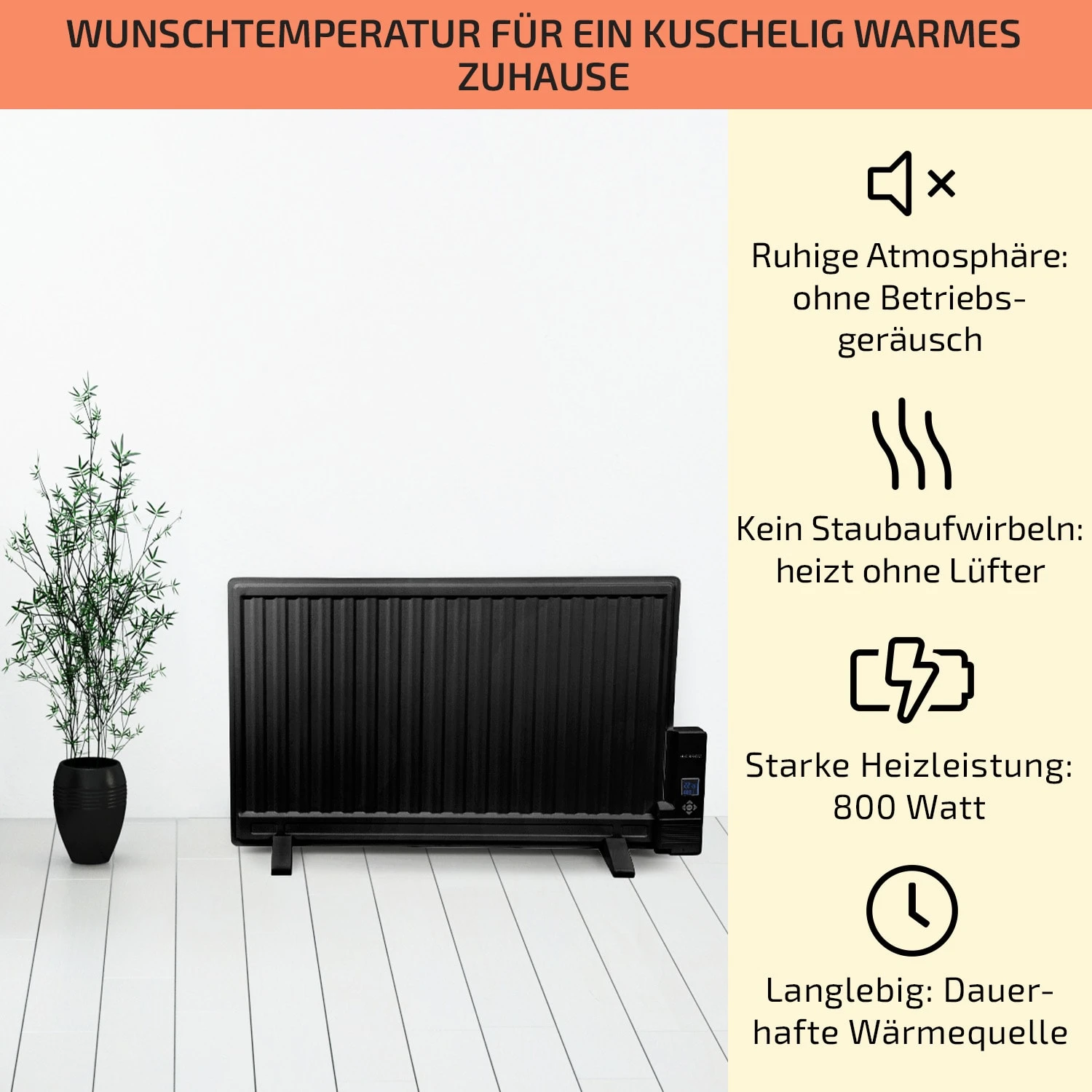 Wallander Ölradiator 800W Thermostat Ölheizung ultraflach schwarz Wallander Ölradiator 800W Thermostat Ölheizung Ultraflach Schwarz -Klarstein Verkaufs 10033101 de 0002 usp