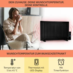 Wallander Ölradiator 800W Thermostat Ölheizung Ultraflach Schwarz 2 Wallander Ölradiator 800W Thermostat Ölheizung Ultraflach Schwarz -Klarstein Verkaufs 10033101 de 0003 usp