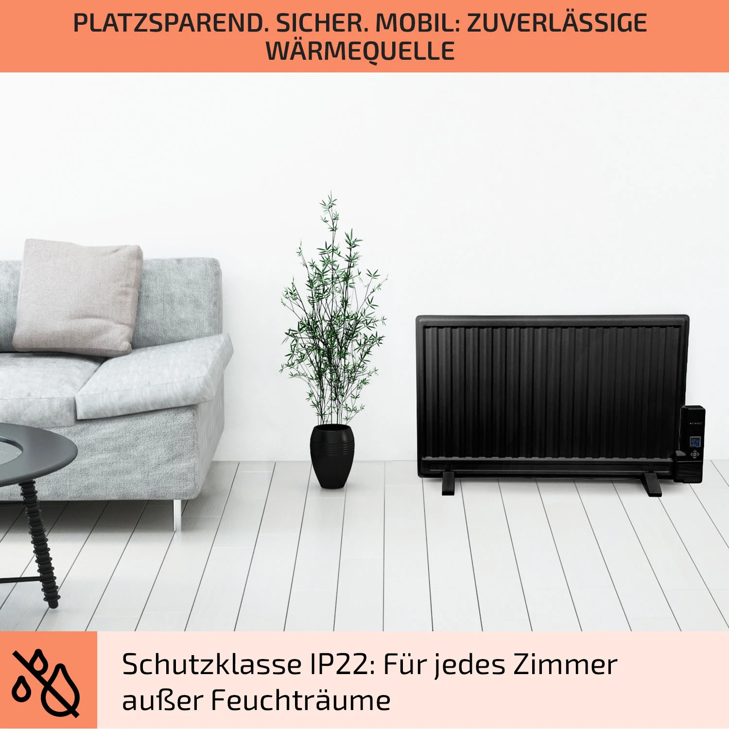 Wallander Ölradiator 800W Thermostat Ölheizung ultraflach schwarz Wallander Ölradiator 800W Thermostat Ölheizung Ultraflach Schwarz -Klarstein Verkaufs 10033101 de 0007 usp