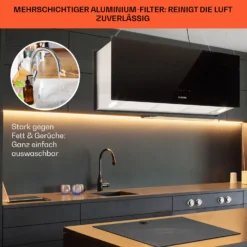 Kronleuchter XL Inselabzugshaube 90cm Umluft 590m³/h LED Touch Schwarz -Klarstein Verkaufs 10033108 de 0006 usp
