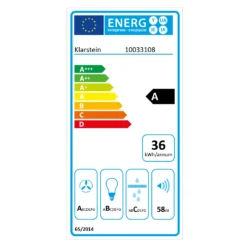 Kronleuchter XL Inselabzugshaube 90cm Umluft 590m³/h LED Touch Schwarz -Klarstein Verkaufs 10033108 energy label