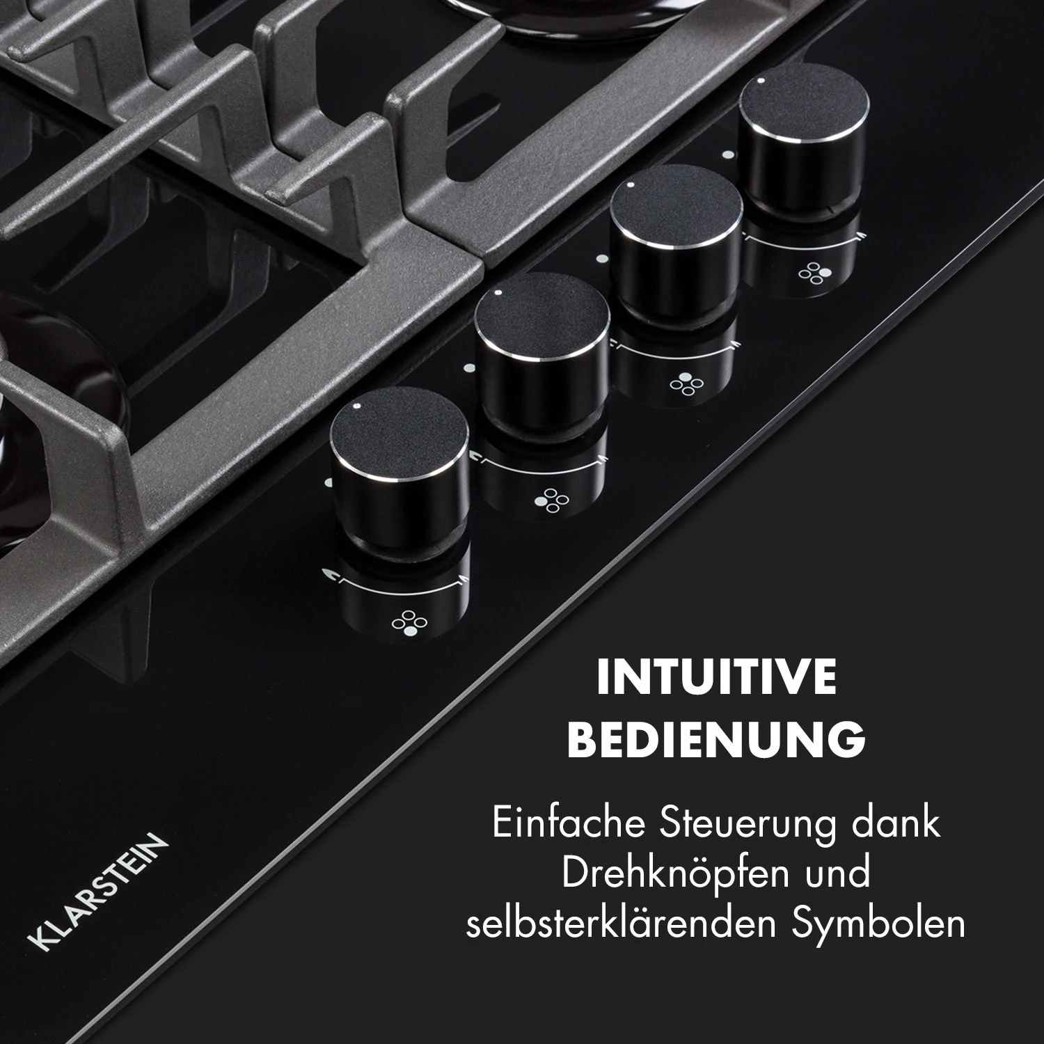 Ignito 4 Zonen Gaskochfeld 4-flammig Sabaf-Brenner Glaskeramik schwarz Ignito 4 Zonen Gaskochfeld 4-flammig Sabaf-Brenner Glaskeramik Schwarz -Klarstein Verkaufs 10033132 de 0004 logo