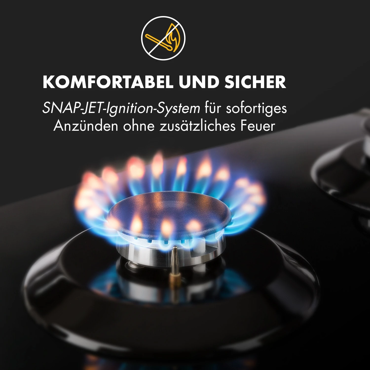 Ignito 4 Zonen Gaskochfeld 4-flammig Sabaf-Brenner Glaskeramik schwarz Ignito 4 Zonen Gaskochfeld 4-flammig Sabaf-Brenner Glaskeramik Schwarz -Klarstein Verkaufs 10033132 de 0005 logo