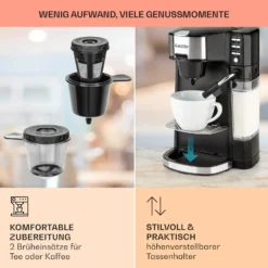 Baristomat 2-in-1-Heißgetränkeautomat Kaffee Tee Milchschaum -Klarstein Verkaufs 10033138 de 0006 usp