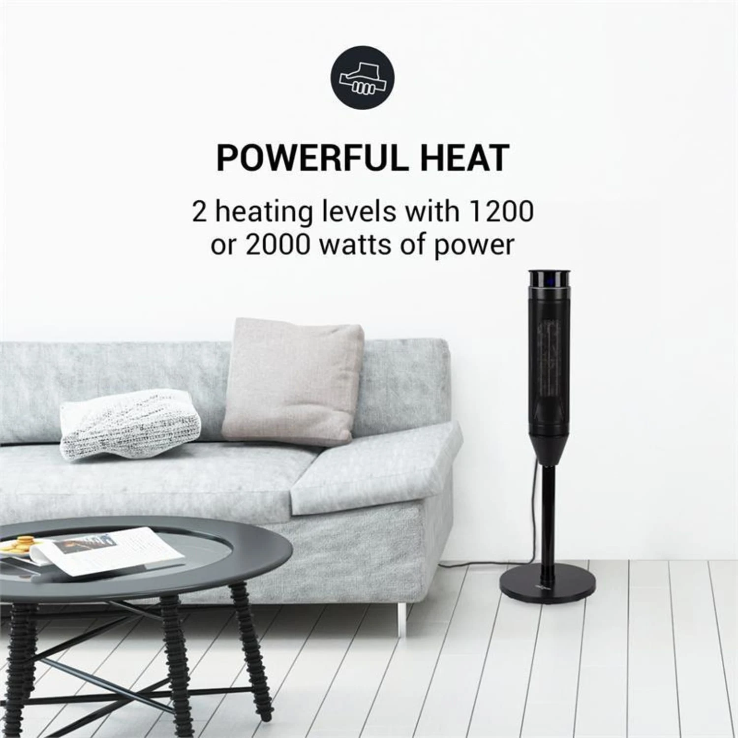 Heat Spike Turmheizgerät 1200/2200W 8h-Timer Thermostat schwarz Heat Spike Turmheizgerät 1200/2200W 8h-Timer Thermostat Schwarz -Klarstein Verkaufs 10033141 yy 0002 logo oneConcept Heat Spike Turmheizgeraet schwarz