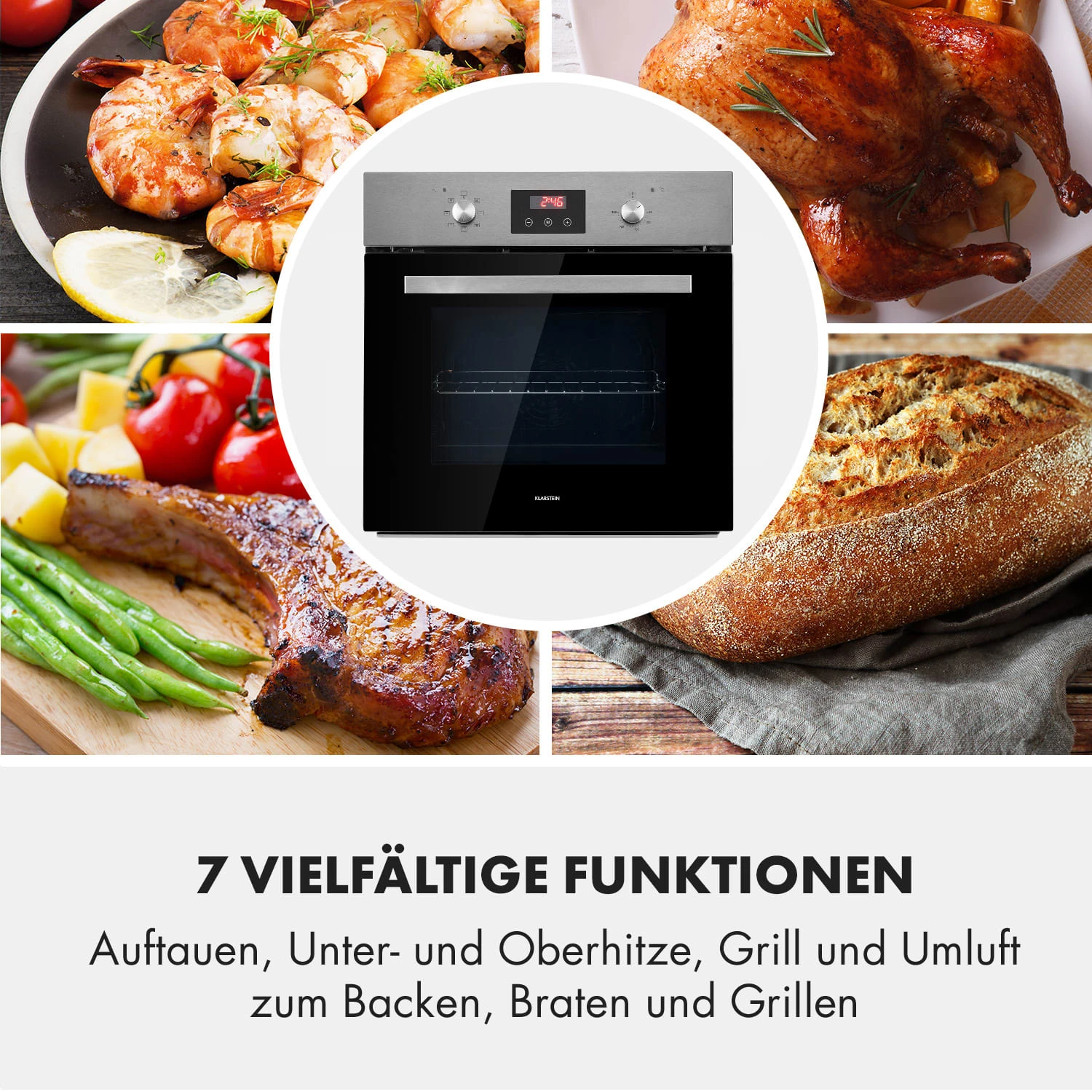 Kalahari Elektrischer Einbaubackofen 2300W 7 Funktionen schwarz Kalahari Elektrischer Einbaubackofen 2300W 7 Funktionen Schwarz -Klarstein Verkaufs 10033187 de 0008 logo