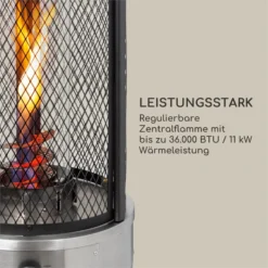 Goldflame Deluxe Terrassenheizstrahler 36.000BTU/11kW Mobil Edelstahl -Klarstein Verkaufs 10033278 yy 0003 logo Blumfeldt Goldflame Deluxe Heizstrahler schwarz