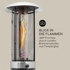 Goldflame Deluxe Terrassenheizstrahler 36.000BTU/11kW Mobil Edelstahl -Klarstein Verkaufs 10033278 yy 0005 logo Blumfeldt Goldflame Deluxe Heizstrahler schwarz