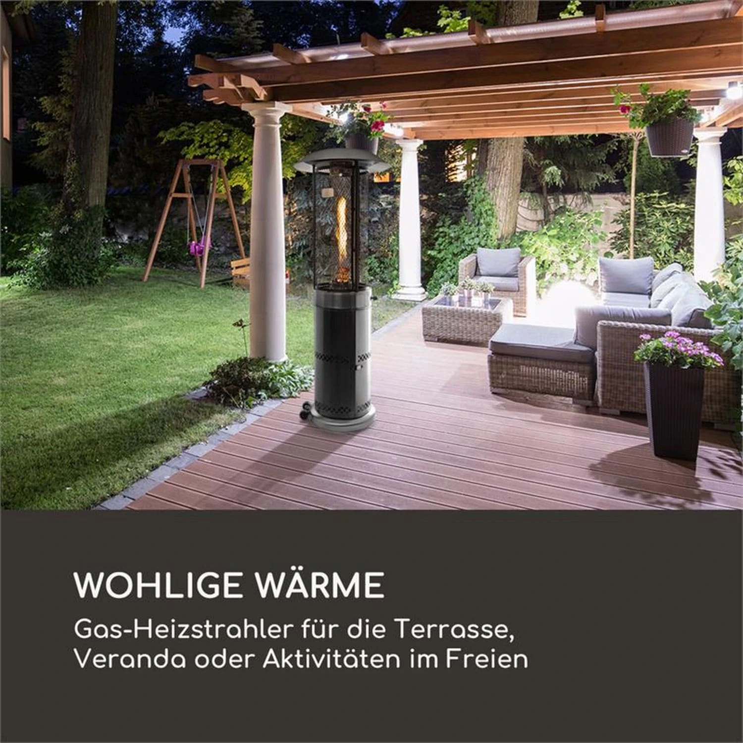 Goldflame Deluxe Terrassenheizstrahler 36.000BTU/11kW mobil Edelstahl Goldflame Deluxe Terrassenheizstrahler 36.000BTU/11kW Mobil Edelstahl -Klarstein Verkaufs