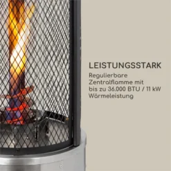 Goldflame Deluxe Terrassenheizstrahler 36.000BTU/11kW Mobil Edelstahl 2 Goldflame Deluxe Terrassenheizstrahler 36.000BTU/11kW Mobil Edelstahl -Klarstein Verkaufs 10033280 yy 0003 logo Blumfeldt Goldflame Deluxe Heizstrahler silber