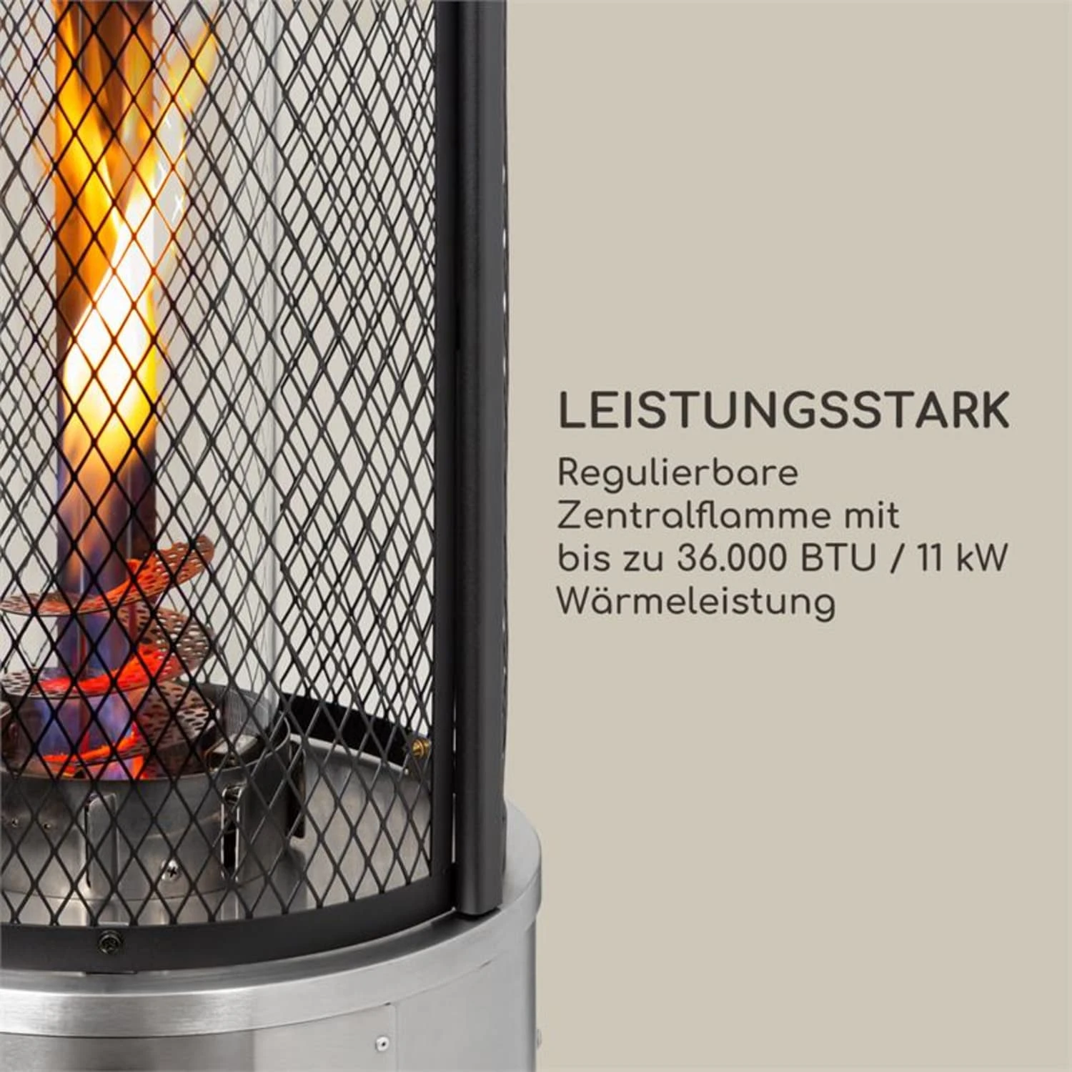 Goldflame Deluxe Terrassenheizstrahler 36.000BTU/11kW mobil Edelstahl Goldflame Deluxe Terrassenheizstrahler 36.000BTU/11kW Mobil Edelstahl -Klarstein Verkaufs