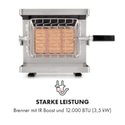 Crossfire Vertikaler Gasgrill 800°C Infrarot-Brenner 12.000 BTU Silber -Klarstein Verkaufs 10033288 de 0003 logo