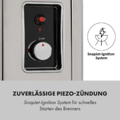 Crossfire Vertikaler Gasgrill 800°C Infrarot-Brenner 12.000 BTU Silber -Klarstein Verkaufs 10033288 de 0006 logo