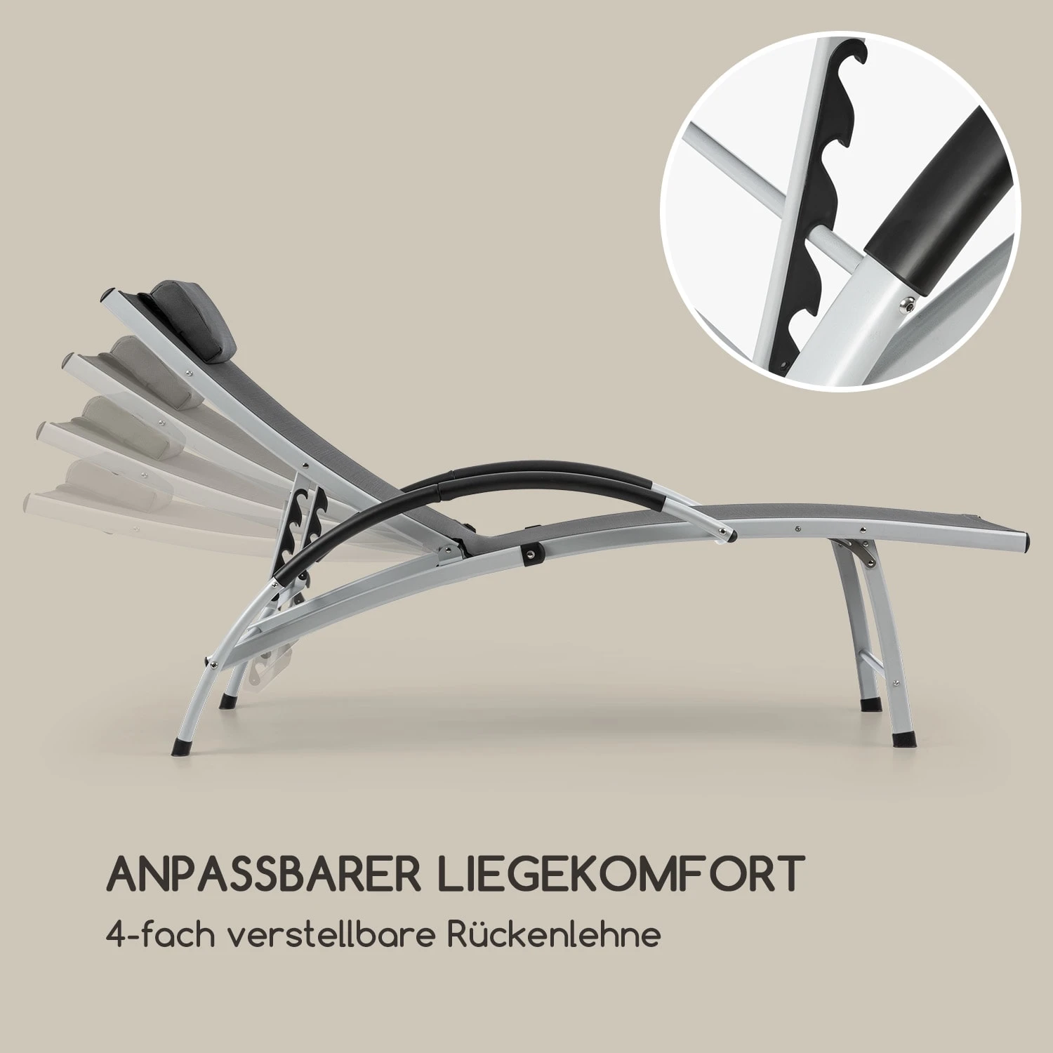 Sun Valley Sonnenliege zusammenklappbar Kopfkissen grau Sun Valley Sonnenliege Zusammenklappbar Kopfkissen Grau -Klarstein Verkaufs 10033308 de 0003 logo