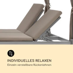Eremitage Double Sunbed 2 Pers Stahl-Rahmen Sonnendach Vorhänge Taupe -Klarstein Verkaufs 10033316 de 0008 logo