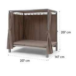 Eremitage Double Sunbed 2 Pers Stahl-Rahmen Sonnendach Vorhänge Taupe -Klarstein Verkaufs 10033316 yy 0010 dimensions