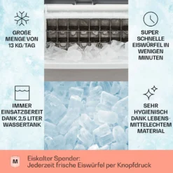Clearcube Eiswürfelmaschine Klareis 13kg/24h Edelstahl Schwarz -Klarstein Verkaufs 10033350 de 0002 usp